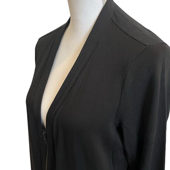 Eileen Fisher Cardigan Medium Black Tencel Zip System Stretch Minimal Sweatshirt - Picture 4 of 8